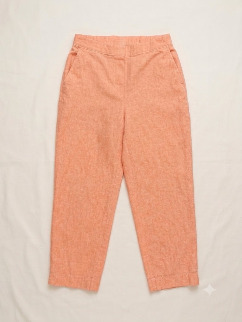 Chico's Orange Linen Blend Crop Pants Size 0.5 (US Small / 6) Elastic Waist